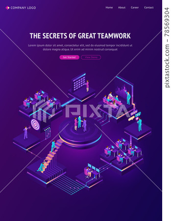 Teamwork isometric landing, team work strategy Teamwork isometric landing, team work strategy 78569304