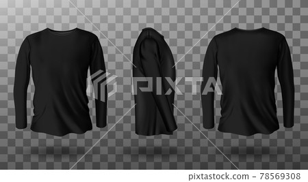 Realistic mockup of black long sleeve t-shirt Realistic mockup of black long sleeve t-shirt 78569308
