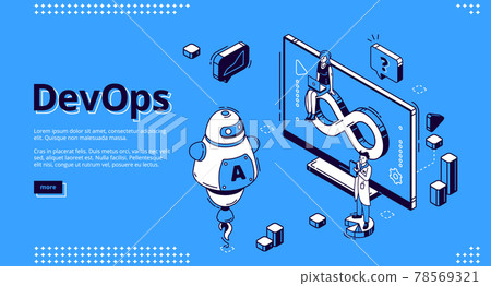 DevOps, development operations banner 78569321