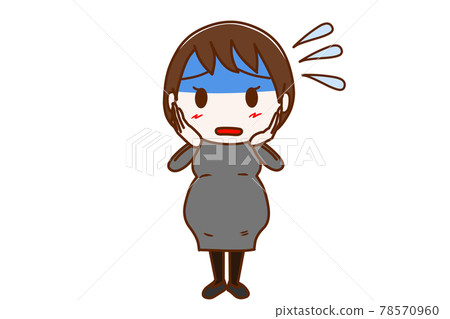 <Whole body / front> Pregnant woman who turns deep blue and hurries while sweating <Whole body / front> Pregnant woman who turns deep blue and hurries while sweating 78570960