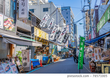 東京築地場外市場的城市景觀 78571005