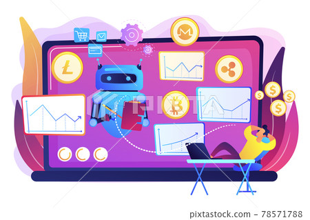 Crypto trading bot concept vector illustration Crypto trading bot concept vector illustration 78571788