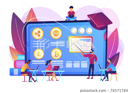 Cryptocurrency trading courses concept vector illustration Cryptocurrency trading courses concept vector illustration 78571789