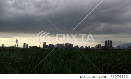 A dark and eerie view of the town in the distance 2 A dark and eerie view of the town in the distance 2 78574153