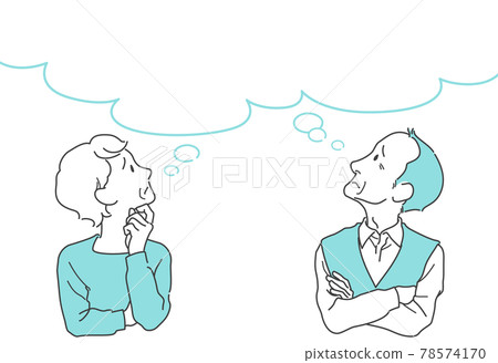 Senior couple looking up and worried 78574170
