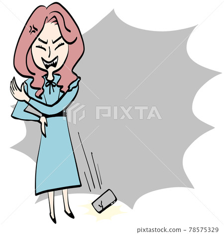 A woman who hits her smartphone with anger 78575329