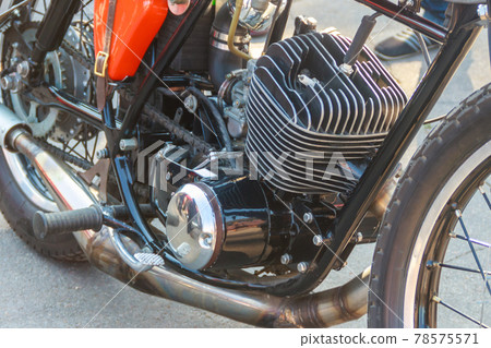 Close-up of the motorcycle engine block Close-up of the motorcycle engine block 78575571