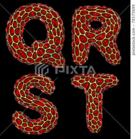Realistic 3D letters set Q, R, S, T made of gold shining metal letters. Realistic 3D letters set Q, R, S, T made of gold shining metal letters. 78575699