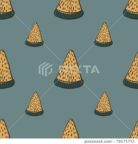 Beige creative watermelon slices seamless hand drawn pattern. Blue pale background. Food backdrop. Beige creative watermelon slices seamless hand drawn pattern. Blue pale background. Food backdrop. 78575755
