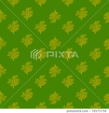 Decorative seamless pattern with doodle tree silhouettes shapes. Green bright background. Seasonal print. Decorative seamless pattern with doodle tree silhouettes shapes. Green bright background. Seasonal print. 78575756