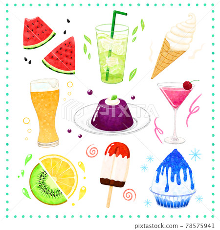 Summer delicious food illustration set Summer delicious food illustration set 78575941
