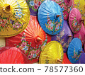 beautiful many colors painted umbrellas 78577360