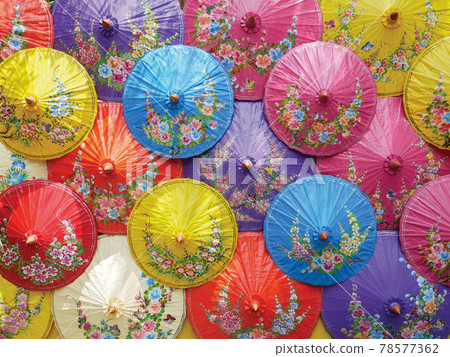 beautiful many colors painted umbrellas beautiful many colors painted umbrellas 78577362