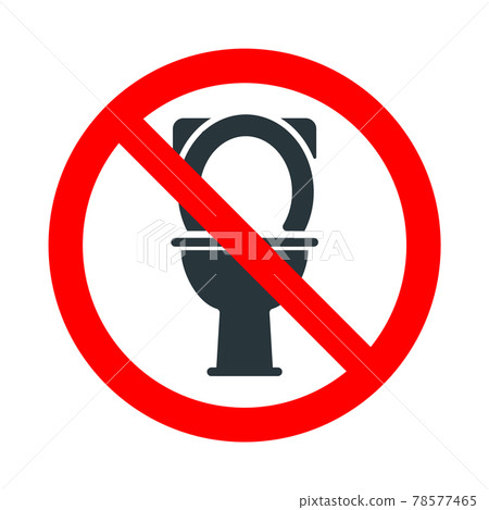 Toilet not allowed, red forbidden sign with urinal icon on white background 78577465