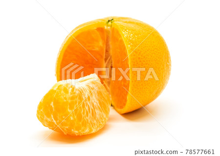 half of orange on the white background 78577661