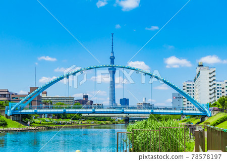 [Tokyo cityscape] Tokyo Skytree and Nakagawa Fureai Bridge 78578197