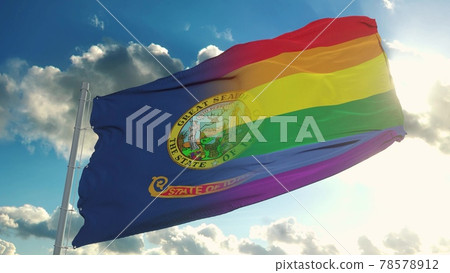 Flag of Idaho and LGBT. Idaho and LGBT Mixed Flag waving in wind. 3d rendering Flag of Idaho and LGBT. Idaho and LGBT Mixed Flag waving in wind. 3d rendering 78578912