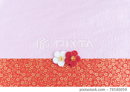 Japanese style background of red and white plum and pink and red Japanese style background of red and white plum and pink and red 78580059