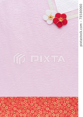 Red and white plum and red and pink Japanese style frame 78580060