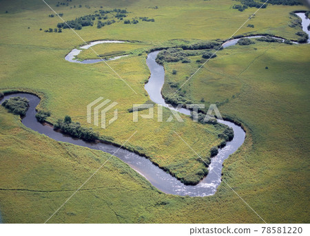 Setsuri River seen from the sky (Kushiro Town, Hokkaido) 78581220