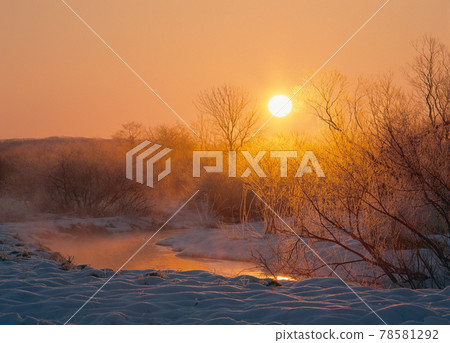 Kushiro Marsh on a winter morning (Shibecha Town, Hokkaido) 78581292