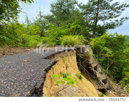 Road collapse due to sediment-related disaster Road collapse due to sediment-related disaster 78583757