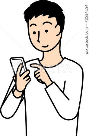 Illustration of a man operating a smartphone Illustration of a man operating a smartphone 78584154