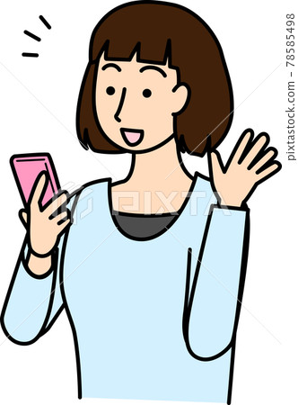 Illustration of a woman who is happy to see the screen of a smartphone Illustration of a woman who is happy to see the screen of a smartphone 78585498