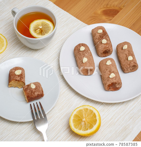 Traditional russian cake, rum balls as a potato form Traditional russian cake, rum balls as a potato form 78587385
