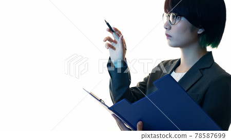 Female silhouette checking documents Female silhouette checking documents 78587699