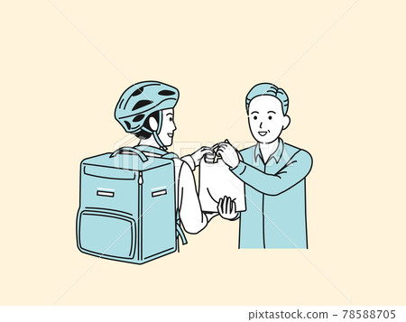 Food delivery delivery man receiving package illustration Food delivery delivery man receiving package illustration 78588705