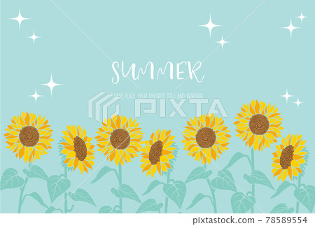 向日葵插畫夏日意象框架素材 向日葵插畫夏日意象框架素材 78589554