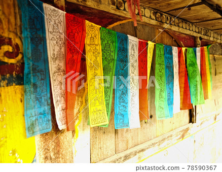 Buddhist Tibetan prayer flag colorful flag, China Buddhist Tibetan prayer flag colorful flag, China 78590367