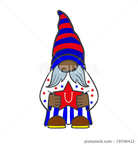 Vector illustration of the patriot dwarf of America in July for a festive design. America's Independence Day is July 4. Isolated on a white background. 78590412