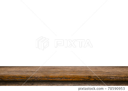 Empty wood table on isolate white background and display montage with copy space for product. 78590953