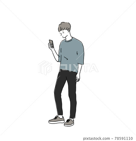 Men looking at smartphones Men looking at smartphones 78591110