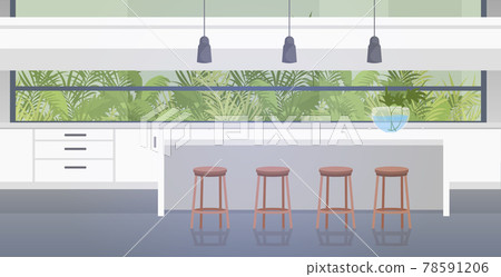 modern kitchen interior empty no people house room with furniture horizontal 78591206