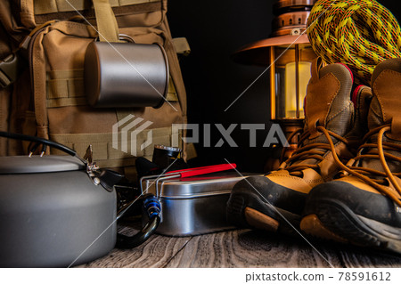 Outdoor mountaineering camping equipment close-up material Outdoor mountaineering camping equipment close-up material 78591612