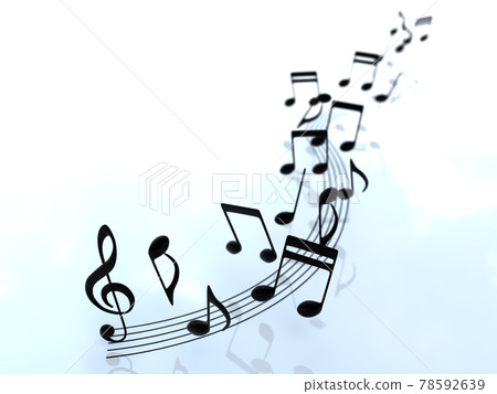 Black notes and staff 1 Background CG illustration side 78592639