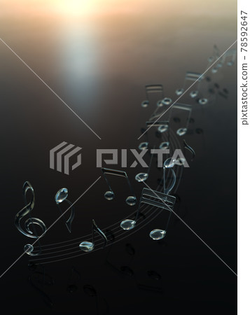 玻璃筆記和五線譜 1 背景 CG 插圖垂直 78592647