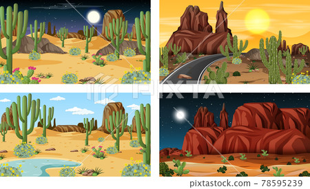 Different scenes with desert forest landscape 78595239