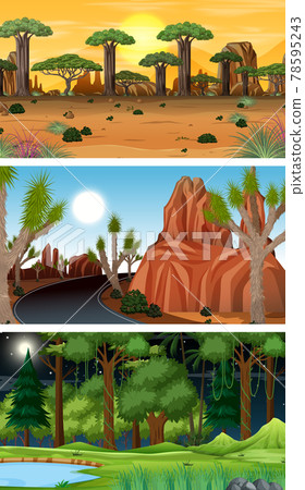 Set of different forest horizontal scenes 78595243