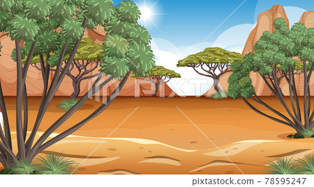 African Savanna forest landscape scene at day time 78595247