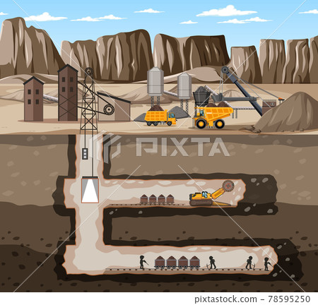 Landscape of coal mine industry with underground 78595250