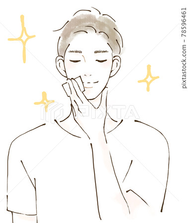 一個男人做皮膚護理的插圖,年輕人 一個男人做皮膚護理的插圖,年輕人 78596461