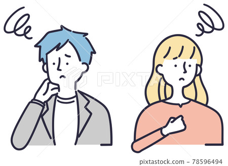 擔心消極的男人和女人簡單的插圖集 78596494