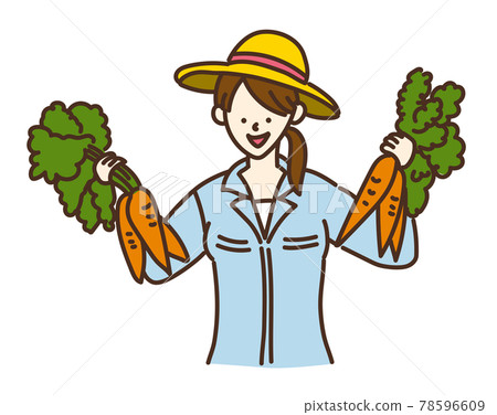 Agricultural girl, agriculture, farmer, farmer girl illustration working carrot 78596609