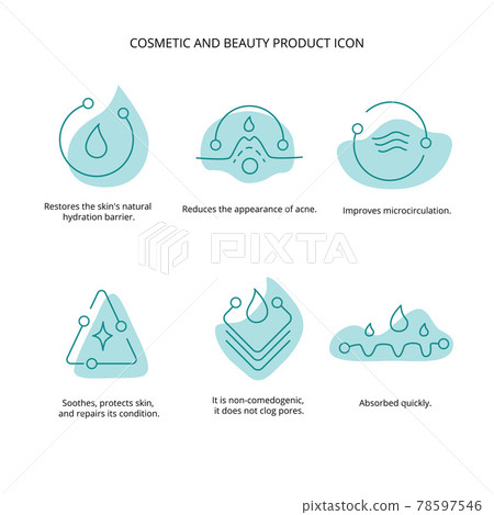 Beauty treatment, cream, mask cosmetic and beauty product icon set for web, packaging design. Vector stock illustration isolated on white background. EPS10 78597546