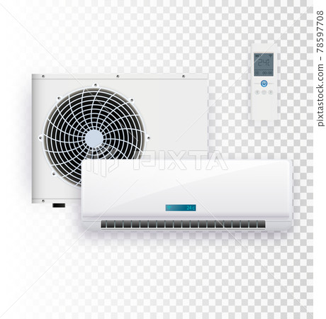 Climate system with outdoor and indoor unit vector illustration of air conditioner. 78597708