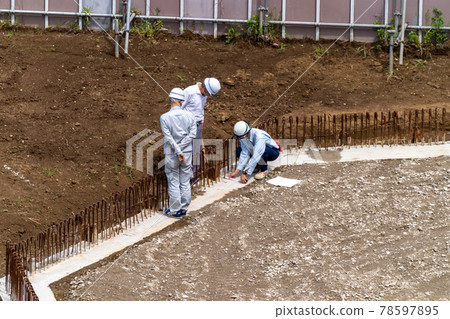 Foundation work Reinforcing bar formwork Marking inspection Foundation work Reinforcing bar formwork Marking inspection 78597895
